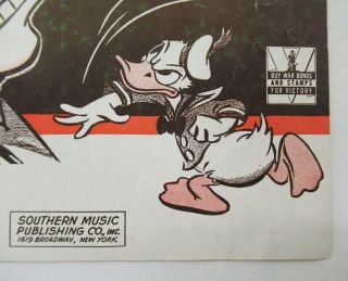 WWII 1942 Walt Disney Movie Anti - Axis Song US Propaganda Sheet Music wz4881 5