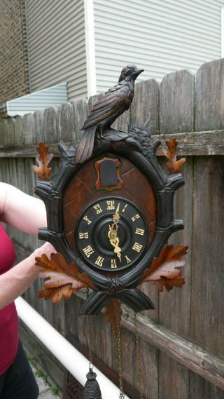 Early Wooden Plate Unusual German Black Forest Cuckoo Clock Restoration Project