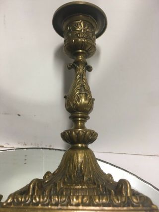 ANTIQUE 19th C.  FRENCH ORNATE EMPIRE/LEAF BRONZE CANDLESTICK 10