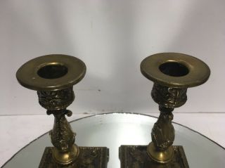 ANTIQUE 19th C.  FRENCH ORNATE EMPIRE/LEAF BRONZE CANDLESTICK 12