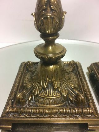 ANTIQUE 19th C.  FRENCH ORNATE EMPIRE/LEAF BRONZE CANDLESTICK 2