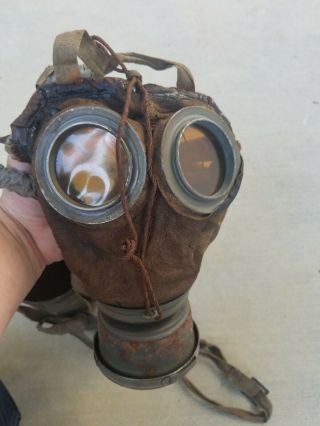 Ww1 German Gas Mask Complete Set Wwi Prussian Imperial,  With Can And Lens