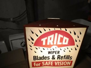 Vintage 50s 60s Trico LIGHTED SIGN Windshield Wiper Gas Oil Sign Service Station 3