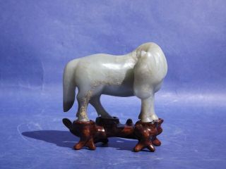 Chinese Jade Horse Wood Stand