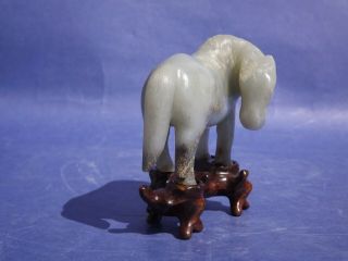 Chinese Jade Horse Wood Stand 6