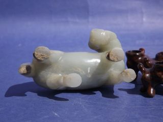 Chinese Jade Horse Wood Stand 9