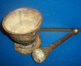 Vintage Antique Mortar & Pestle Set Pharmaceutical Apothecary Mining Cast Iron
