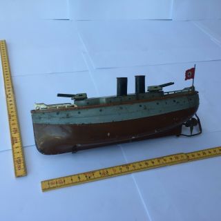 S176 For Märklin Fleischmann Battle Ship 1930 - 1940 Vintage Metal Sheet Boat