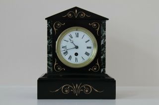 Small And Delightful French Black Slate Mantel Clock C1880