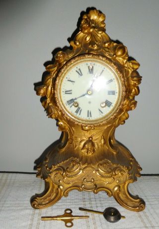 Antique Ansonia " Blossom " Mantle Shelf Parlor Clock 8 Day T&s Circa 1908