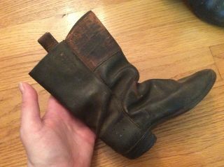 Mid 19th Century Child’s Tall Leather Boots Civil War Era W Brass Toe Bars Sweet 11