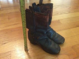 Mid 19th Century Child’s Tall Leather Boots Civil War Era W Brass Toe Bars Sweet 12
