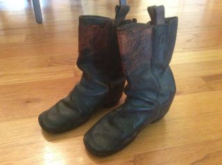 Mid 19th Century Child’s Tall Leather Boots Civil War Era W Brass Toe Bars Sweet