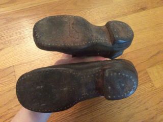 Mid 19th Century Child’s Tall Leather Boots Civil War Era W Brass Toe Bars Sweet 7