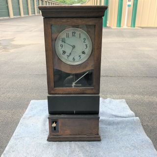 Antique Oak International Time Recorder Co Time Clock 1924
