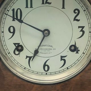 ANTIQUE OAK INTERNATIONAL TIME RECORDER CO TIME CLOCK 1924 2