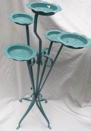 Mid Century Modern 5 - Tier Metal Plant Stand Vintage Powder Coated Color