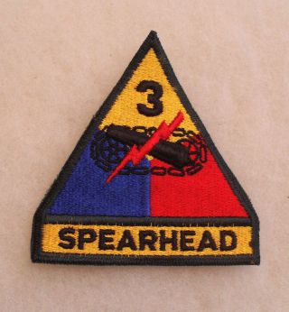 The Elvis Patch 1956 - 63 3rd Armored Div One Piece Spearhead Tab Cut Edge