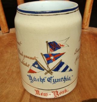 1910 Famous Commodore Merrill Mills York Yacht Club Antique Maritime Stein
