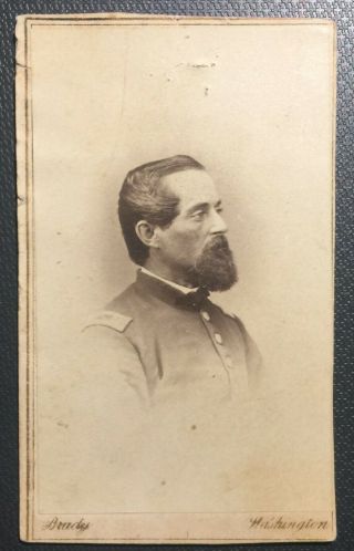 Civil War Officer - Cdv Photo By Mathew Brady - 3 Cent Revenue Stamp