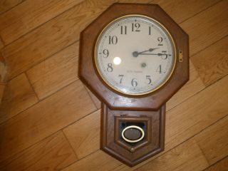 Vintage Seth Thomas Oak Drop Octagon Wall Clock