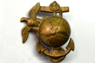 Vintage Wwii Usmc Eagle Globe Anchor Screw Back Insignia Pin