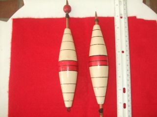 2 Large Rare Vintage wood Fishing Floats,  8 1/2 