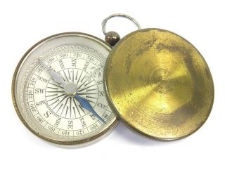 Antique Early 20th Century Brass Cased Pocket Compass English