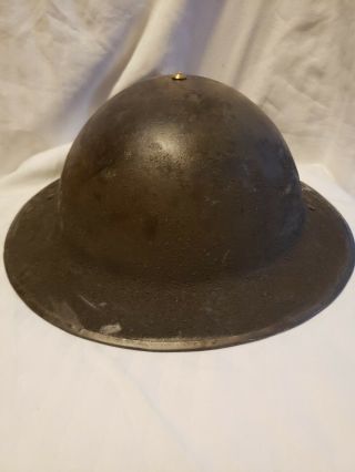 Vintage Wwi Or Wwii Brodie Doughboy Helmet Leather Liner Chin Strap
