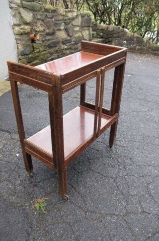 vintage 1950s Mid - Century modern FOLD - A - BAR woodcraft folding rolling BAR CART 3