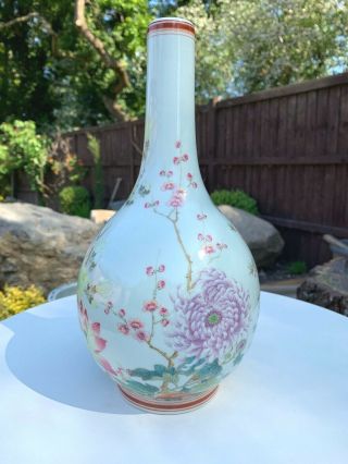 Perfect Large Vintage Chinese Vase With Mark Painted With Flowers