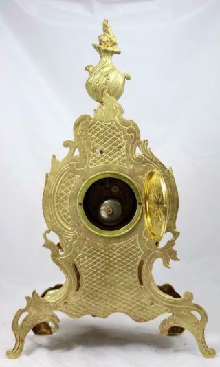 Stunning Antique French 1889 Rococo Gilt Bronze Bell Striking Mantle Clock 11