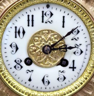Stunning Antique French 1889 Rococo Gilt Bronze Bell Striking Mantle Clock 7