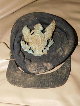 Hampshire Nh Volunteer State Militia Civil War Kepi Hat Shako Eagle Badge