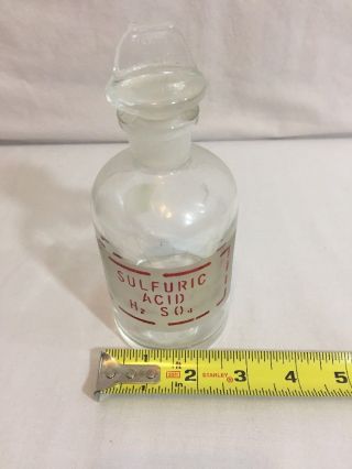 Vintage Pyrex Sulfuric Acid Apothecary Bottle Jar H2SO4 Ground Glass Stopper 10