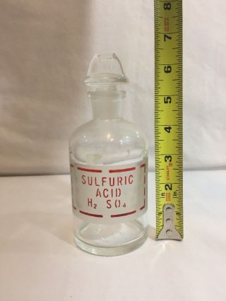 Vintage Pyrex Sulfuric Acid Apothecary Bottle Jar H2SO4 Ground Glass Stopper 11