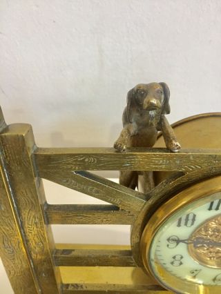 Rare Brass Farm Gate Clock With Hunds And Fox 3