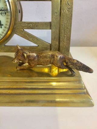 Rare Brass Farm Gate Clock With Hunds And Fox 5