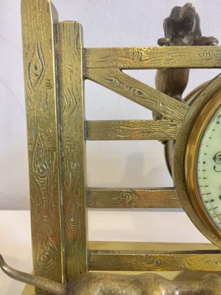 Rare Brass Farm Gate Clock With Hunds And Fox 7