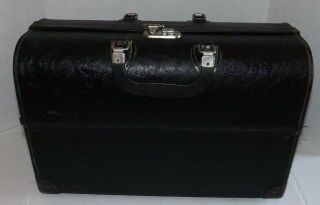 Vintage Antique Black Compartment Medical Doctor Dr Bag Case Satchel