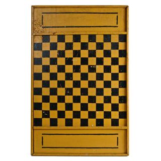 Vintage Primitive Folk Art Americana Mustard & Black Double Sided Game Board