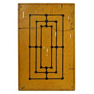 Vintage Primitive Folk Art Americana Mustard & Black Double Sided Game Board 2