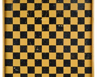 Vintage Primitive Folk Art Americana Mustard & Black Double Sided Game Board 5