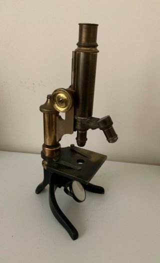 Antique Brass Ernst Leitz Wetzlar F.  S.  Botanique Microscope Circa 1907