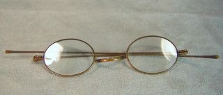 Antique Civil War Era Eyeglasses Spectacles Specs Straight Bows Oval Lenses Ex