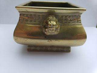 Ming / Qing Dynasty Chinese Bronze Lion Mask Incense Burner 4