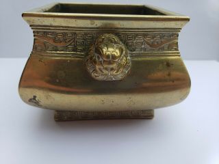 Ming / Qing Dynasty Chinese Bronze Lion Mask Incense Burner 5