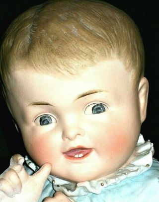 Antique German Hertwig Victorian Huge 17 " Piano Baby Girl Doll Bisque Figurine