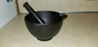 Cast Iron Mortar And Pestle Unmarked