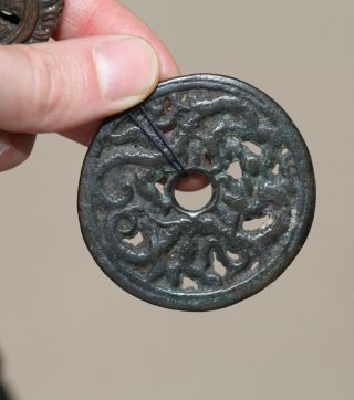 Antique Tibetan bronze Vajra & bone,  turquoise bead Buddhist Mala,  19th Century. 7